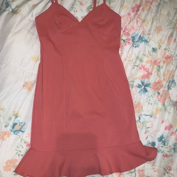 Pink Fitted Ruffle Dress - Picture 5 of 7